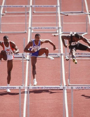 Renaldo Nehemiah USA competes in the 110 meters hurdles event duri- Old Photo