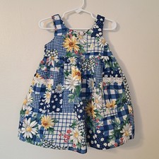 VTG Patchwork Floral Daisy Jumper Sun Dress Cottagecore Farmhouse Summer 4T