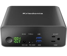 Krisdonia 130W 148Wh Power Bank w/ AC Outlet, 100W USB-C, QC3.0 – Laptop & CPAP