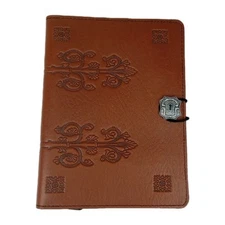 Oberon Design 5.75"x8.25" Kindle e-Reader Cover, Da Vinci Saddle Brown Leather