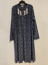 Secret Treasures Velour Nightgown Calico Floral Print Lace Accents Granny Core