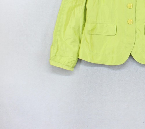 Armani Silk Blazer Jacket Womens Size 46 Green Lightweight Bright Buttoned - Picture 8 of 14