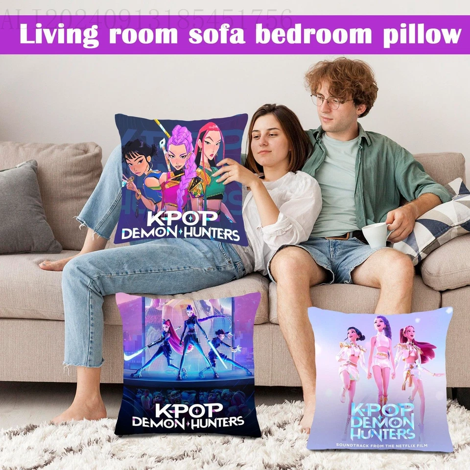 Kpop Devil Hunters Linen Cushion Cover Home Sofa Decors Pillow Case 45*45cm Gift - Image 4 of 4