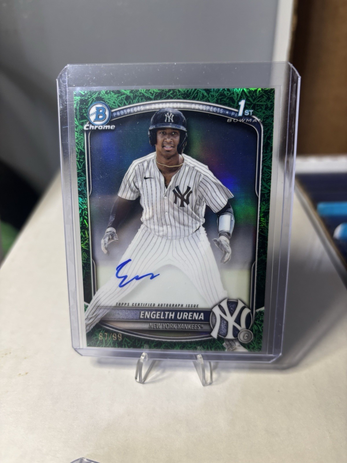 2025 Bowman Engelth Urena Chrome Auto Green Grass Refractor 1st #/99 Yankees