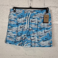 Nike Men's Flock Logo-Print 5" Swim Trunks - Aquarius Blue XXL May run small 