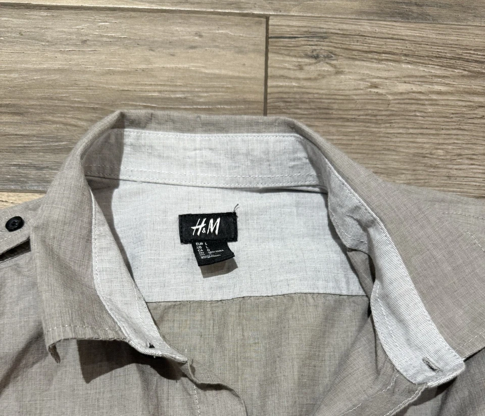 Camisa gris grande con botones H&M para hombre Foto 4 de 4