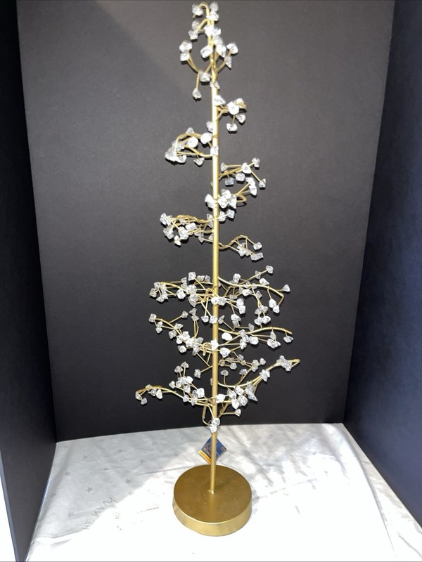 NWT 2011 Robert Stanley Christmas Tree Tabletop Accent Metal & Clear Quartz