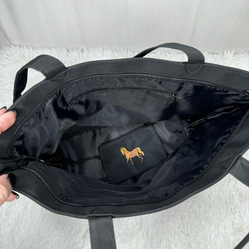 Black horse novelty printed embroidered zipped tote bag - Picture 5 of 6