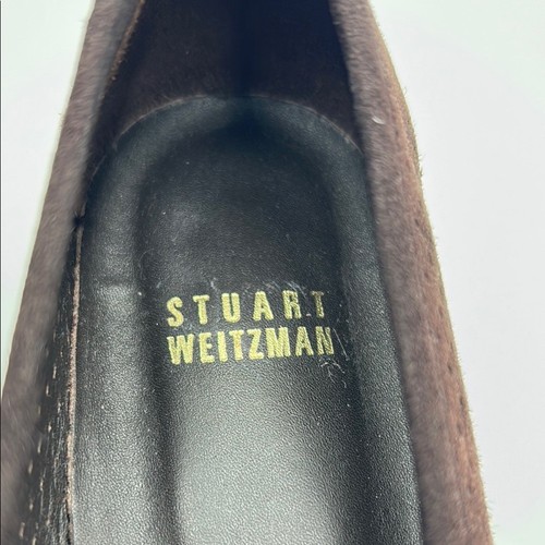 Stuart Weitzman Brown Suede Loafers Slip-On Design 7M Block Heel Slip On VTG - Picture 13 of 14
