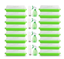 Microgreens Sprouting Tray Kit w/ Dome Lid, Spray Bottle & Grow Mat – 16 Sets