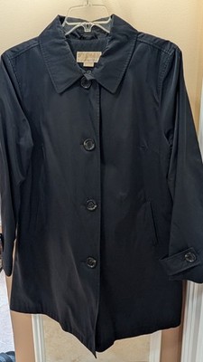 Michael Kors Women's Trench Coat Size XL Black with Removable Lining Button Up