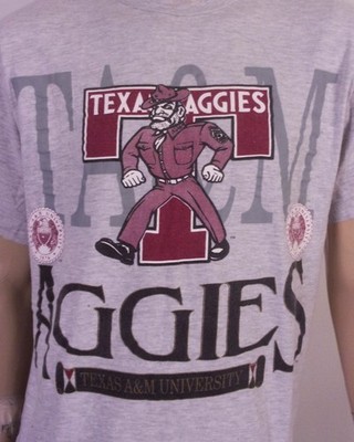 vintage 90s Texas A&M Aggies T-Shirt Mascot single stitch TSI NCAA sz L
