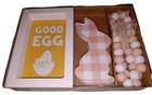 EASTER Spring Tiered Tray Decor 3 Pieces Good Egg Sign Rabbit Wood Bead Garland