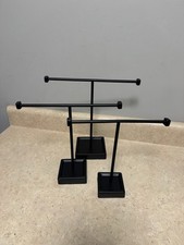 Set of 3 Black Metal T-Bar Jewelry Display Stands