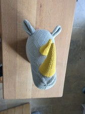 Futon Company Knitted 3D Rhinoceroses Rhino Head Wall Hanging Sculpture - VGC
