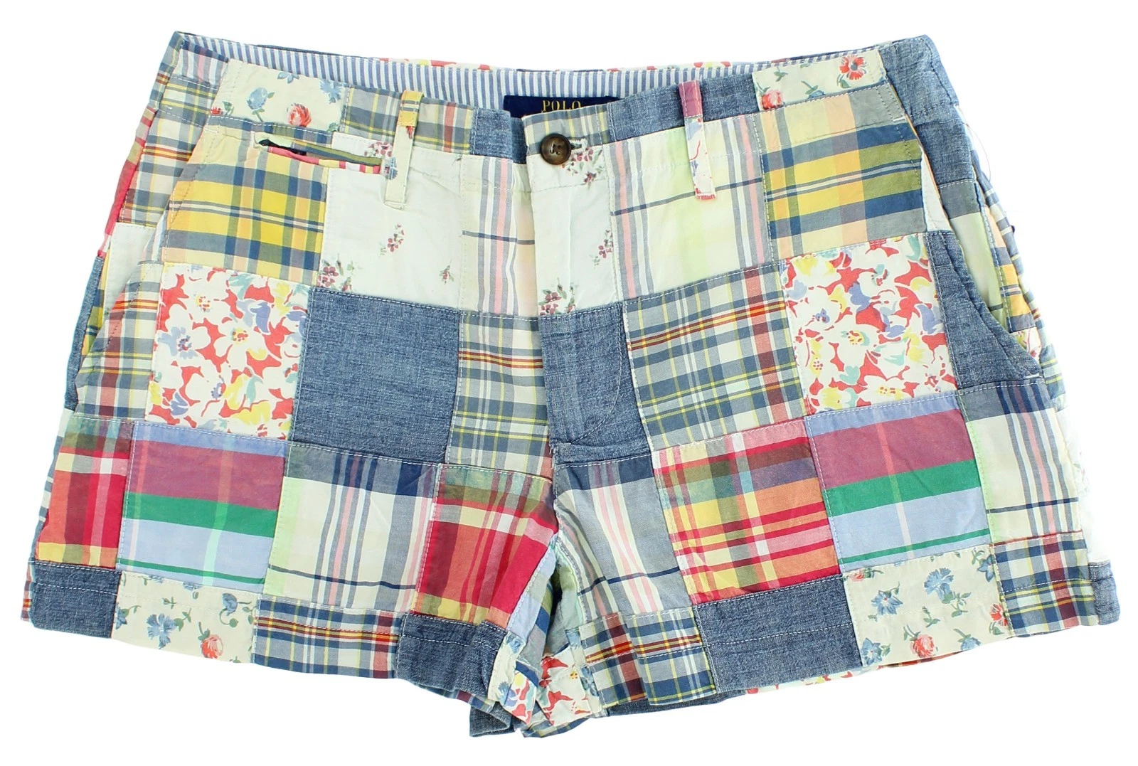 Polo Ralph Lauren Women's Lined Shorts 4 Patch Quilt Madras 100% Cotton NWT$99.