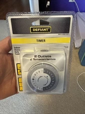 Defiant Heavy Duty 15 Amp Home Electrical Indoor Timer 2 Outlet