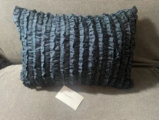 Vintage Margaret Muir Blue Ruffled Accent Pillow 12 X 18