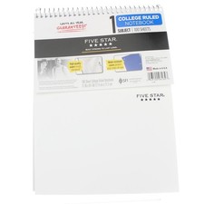 Five Star Wirebound Note Pad, 1 Subject, 100 Sheets, 11in X 8.5in, College Ruled