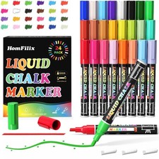24-Color Liquid Chalk Markers Set, Erasable, Dust-Free, for Blackboard, Glass...