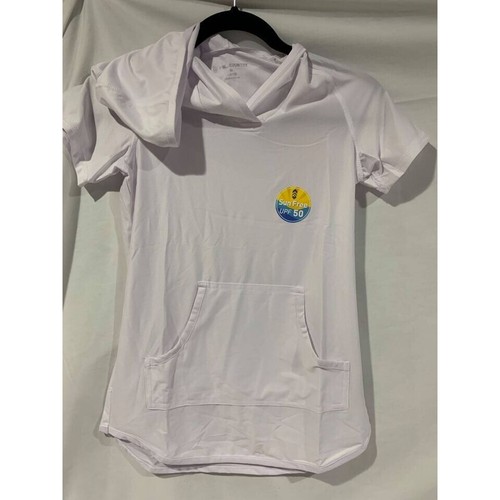 Sun free UPF 50 swim shirt with hoodie YOUTH size Medium 10-12 White - NWT