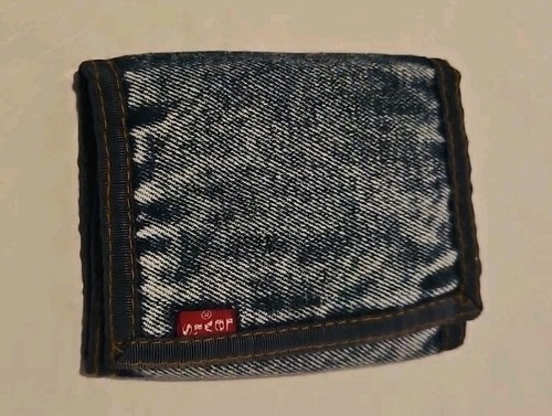 Vintage LEVI'S Denim Wallet Billfold Tri-Fold Change Pouch Blue Jean
