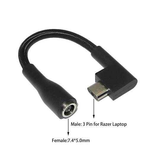 DC 7450 Female to 3 Pin Plug Adapter Converter Laptop Cable For Razer Blade 15 H - Afbeelding 5 van 9
