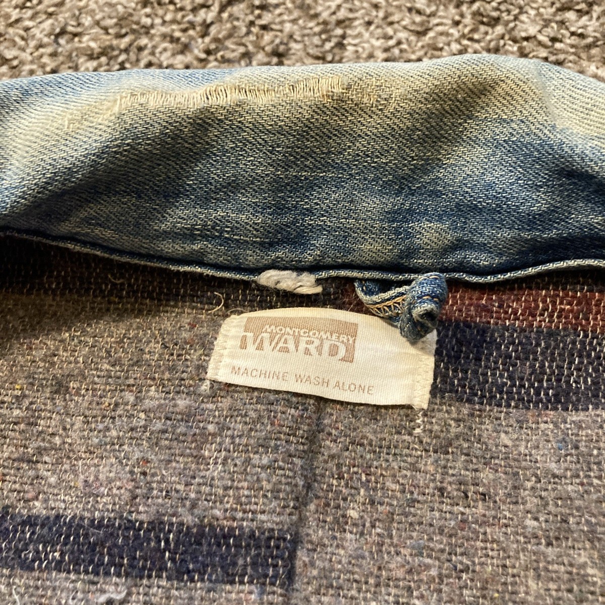 Vintage 60s 70s Montgomery Ward 101 Blanket Lined Denim Jacket 