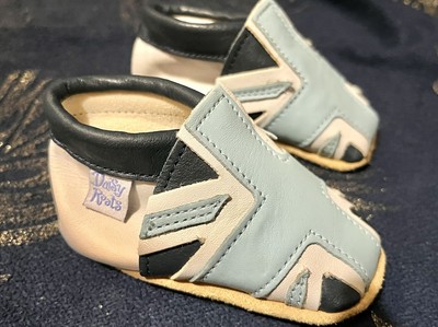 DAISY ROOTS blau weiß Union Jack hergestellt in Großbritannien Babyschuhe Größe 0-6 Monate