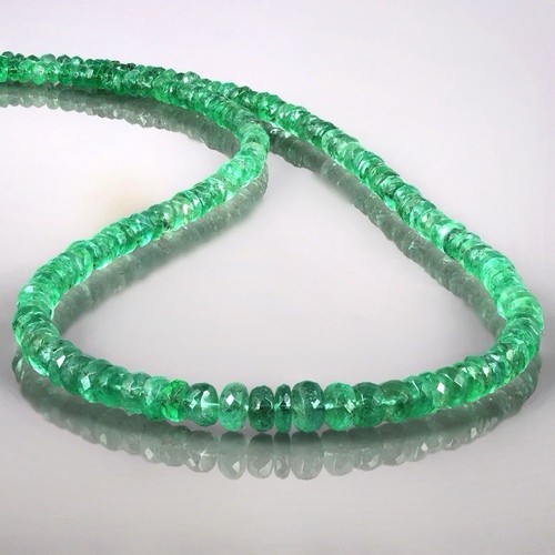 Natural Beryl Emerald Necklace Faceted Round 4 5mm Beads 20 Inch Strand - Picture 3 of 4