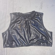 Crop Top Tanktop Lederimitat schwarz Gr. M