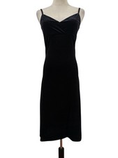 Vtg 90s Currants Black Velvet Sparkle Slip Dress Sz S Whimsigoth Dark Fairy