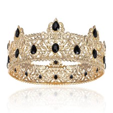 Gold King Crowns for Men, Royal Crown with 1 Count Pack of 1 , Large-gold