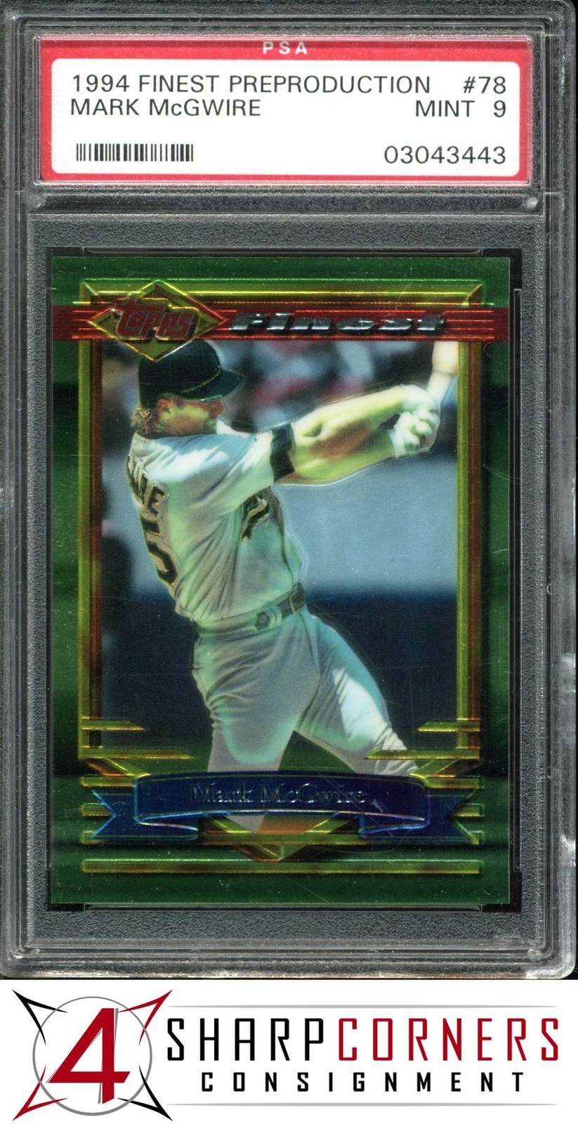 1994 FINEST PRE-PRODUCTION #78 MARK McGWIRE ATHLETICS PSA 9