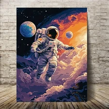 Astronaut Exploring Framed Canvas Stretched Ready to Hang 50x40 Home decor Gift