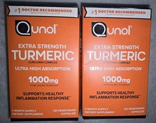 Qunol 2-PACK Extra Strength Turmeric Curcumin Complex 1000mg 240 Caps Exp 2/26