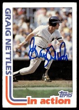 1982 Topps Baseball Graig Nettles Action New York Yankees #506 Signed