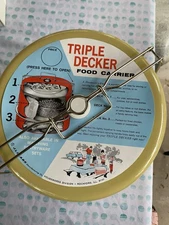 Vintage J.L. Clark Triple Decker Food Carrier Picnic Lunch Pail Tin Metal Stacka