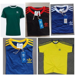 Camiseta adidas Originals para hombre, manga corta, cuello redondo, tres tiras