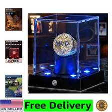 Cordless LED Championship Ring Display Case, Clear Acrylic Single Ring Holder...