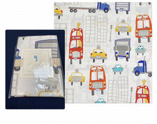 NEW Pottery Barn Kids Autos 100% Cotton Pillowcase Standard STD White Bus Taxi