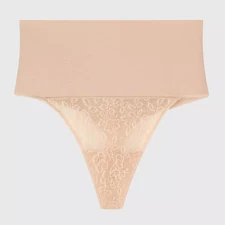 Maidenform Self Expressions Women's Tame Your Tummy Thong SE0049 - Beige XL