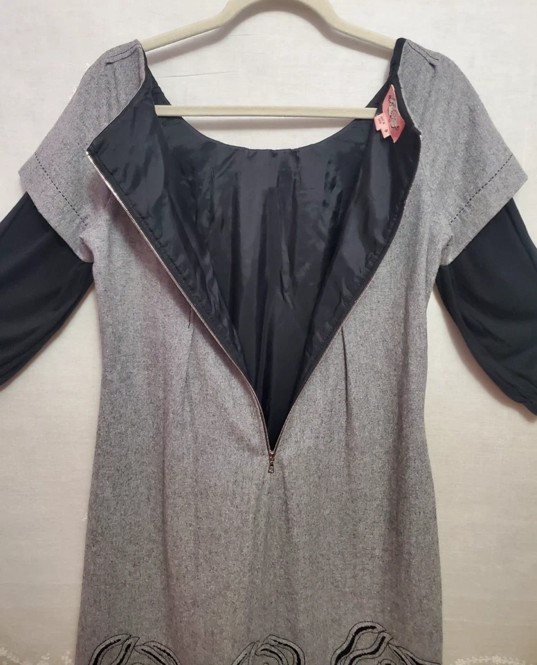 Phoebe Couture Gray Wool Blend Dress Pocket Jumper Women's Size 8 - Image 3 of 4