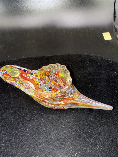 RAR Murano Kunst Glas Millefiori Slipper Golden Quilt Design Handarbeit in Italien