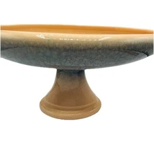 Vintage Haeger Oval Planter Vase Bowl Centerpiece Crystalline Blue Peach Pedesta