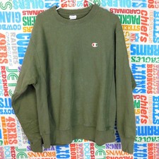 Champion Reverse Weave Sweatshirt Size L Crewneck Pullover Olive Green