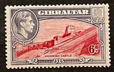 Travelstamps: Gibraltar Stamps Sg 126b - 6d Moorish Castle 13 Perf Mint MOGLH