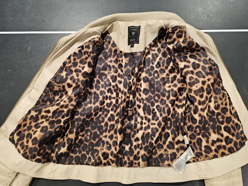 Chaqueta de cuero sintético Guess vintage para mujer talla grande crema/beige sin rasgaduras/lágrimas Foto 4 de 4