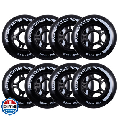 Rollerex Vxt500 Inline Skate Wheels 8-Pack - 85A Durable Roller Blade Wheels