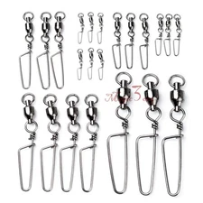 20PCs Ball Bearing Swivel Snap Stainless Steel Fishing Coastlock Fast Spin 5Size